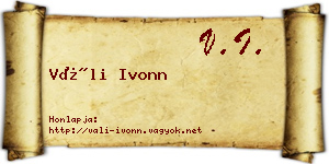 Váli Ivonn névjegykártya